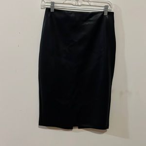 Long pencil fake leather skirt